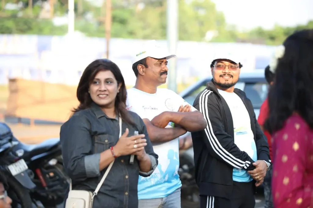 People gathered at outdoor event.